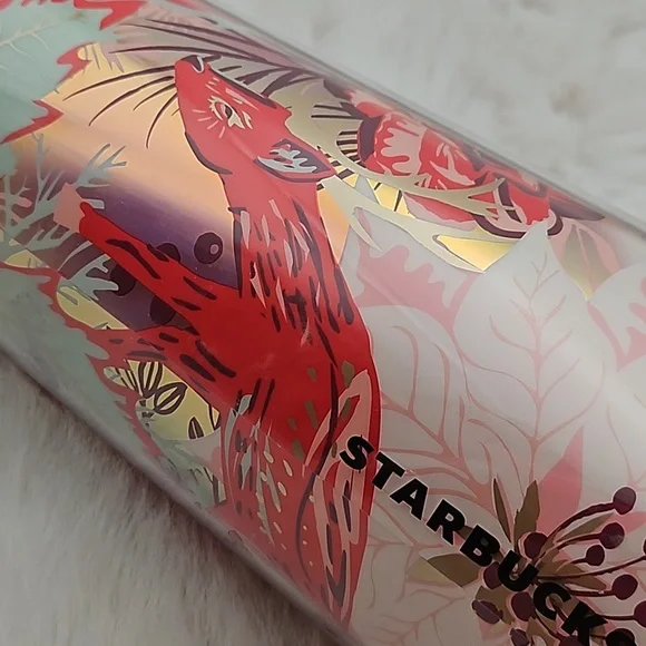 Starbucks 2022 Holiday Woodland Venti Cold Cup fox forest cottagecore - Picture 4 of 6